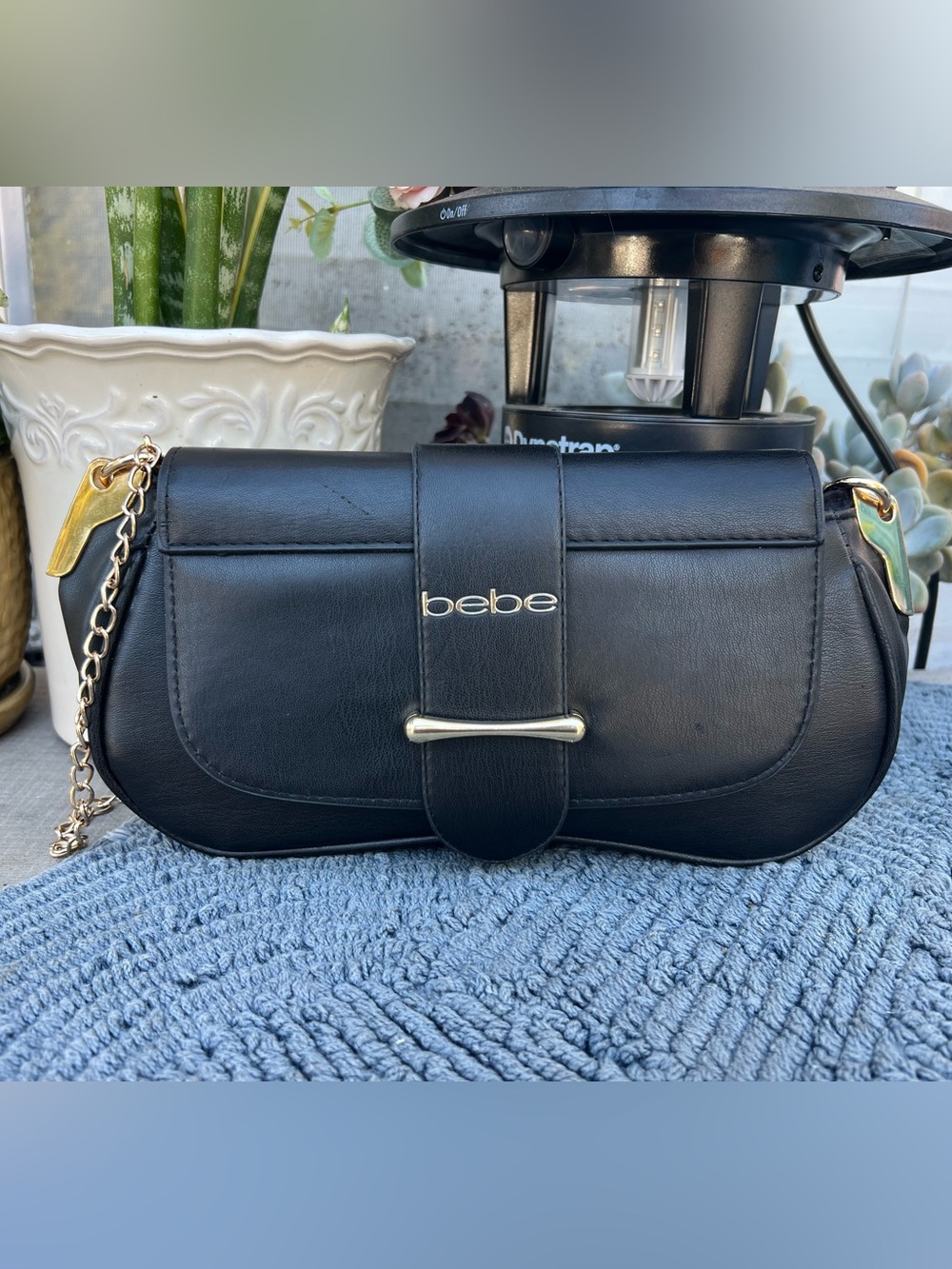 bebe Black … Clutch with Gold Hardware